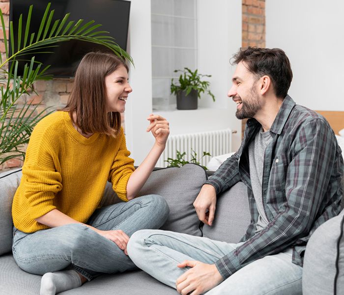 Couple communicating positively