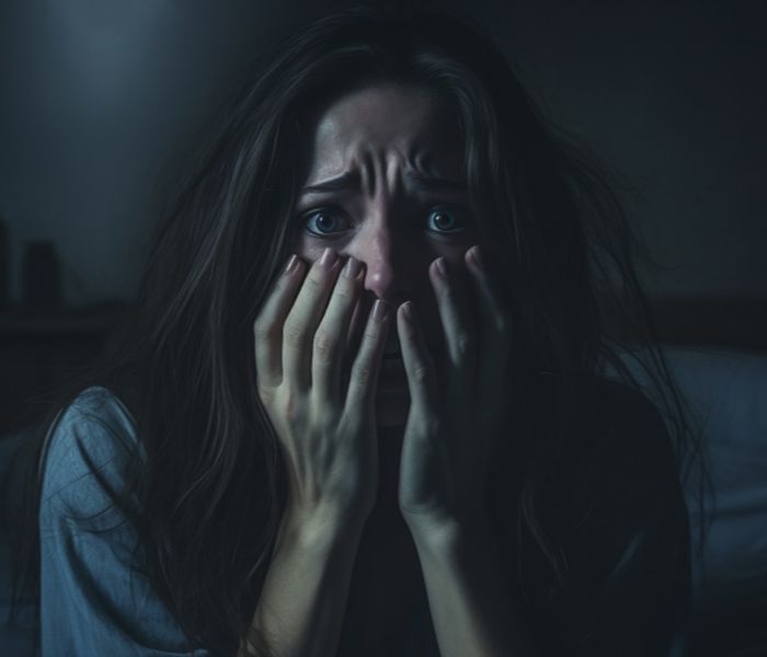 Woman experiencing fear due to phobia