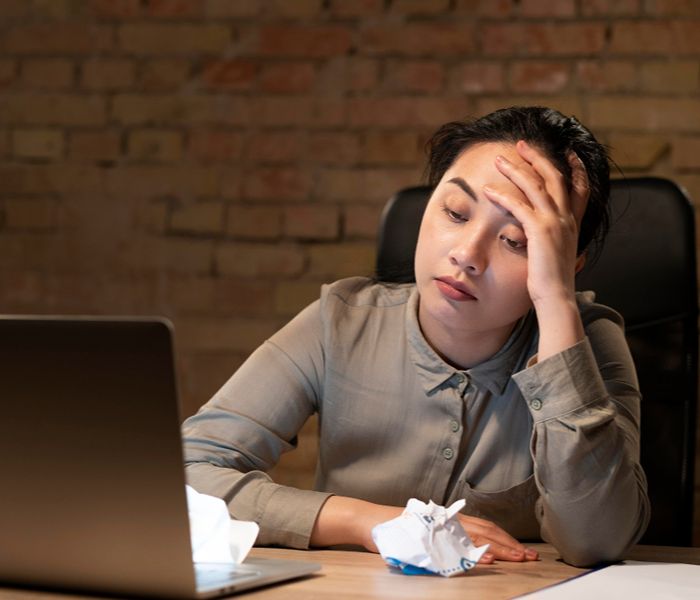 Woman tired at work