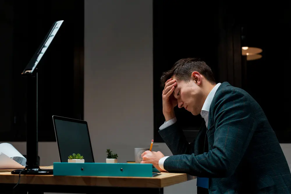 Problematic man writing