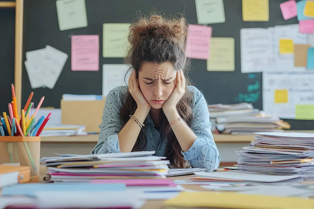 Stressed teacher